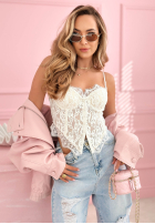 Gorsetowy top z koronką Chloe Beige