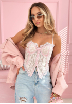 Gorsetowy top z koronką Chloe Beige