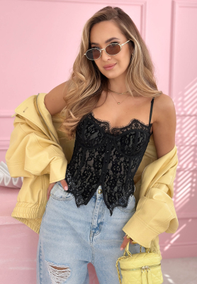 Chloe Black Lace Corset Top