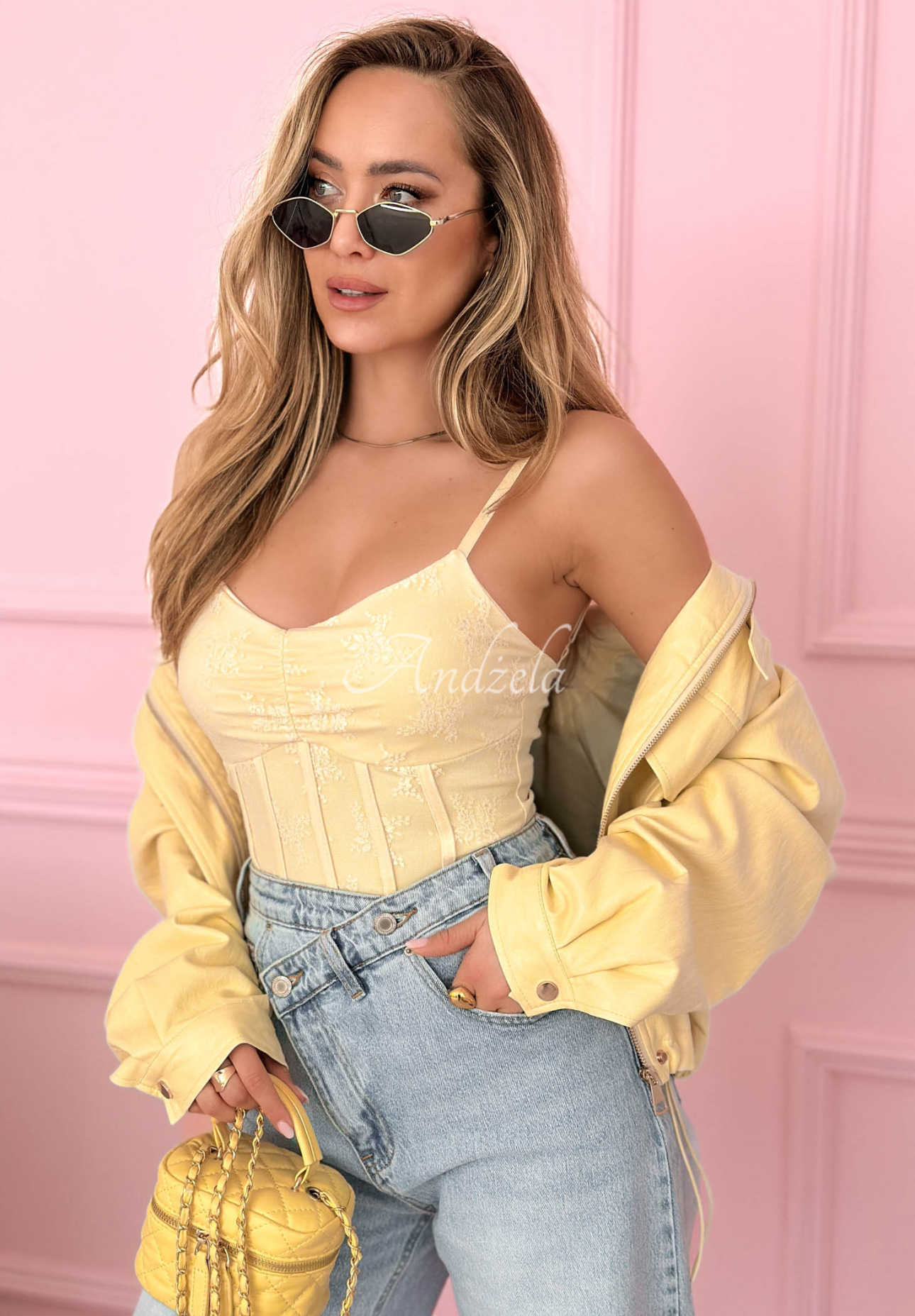 Hello Beautiful Yellow Strapless Corset Top 