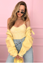 Gorsetowy top na ramiączkach Hello Beautiful Ecru