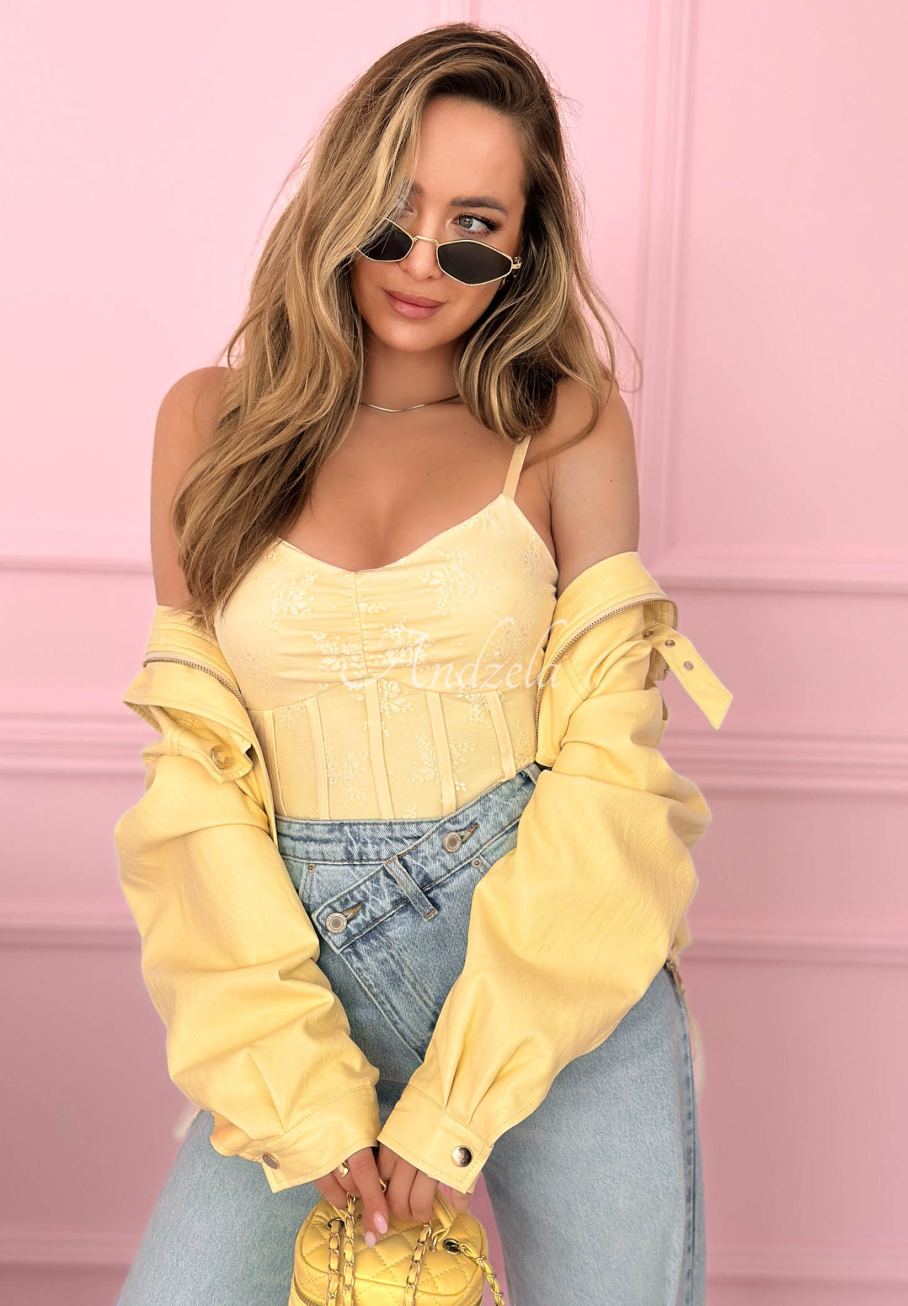 Korsett-Top mit Trägern Hello Beautiful Gelb