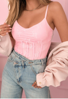 Gorsetowy top na ramiączkach Hello Beautiful Ecru