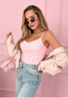 Gorsetowy top na ramiączkach Hello Beautiful Ecru