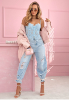 Gorsetowy top z koronką Chloe Beige