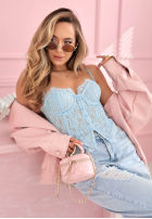 Gorsetowy top z koronką Chloe Beige