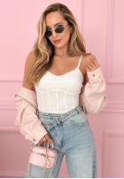 Gorsetowy top na ramiączkach Hello Beautiful Ecru