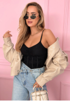 Gorsetowy top na ramiączkach Hello Beautiful Ecru