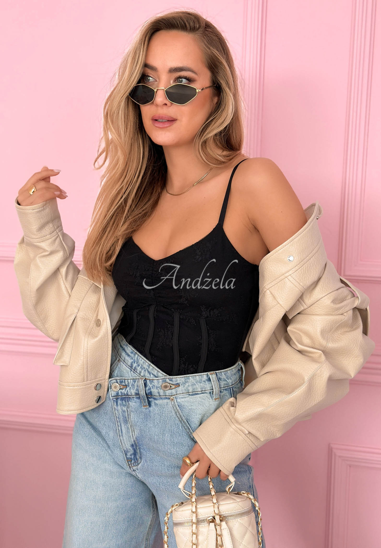 Korsett-Top mit Trägern Hello Beautiful Schwarz