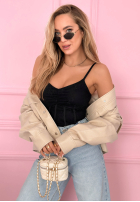 Gorsetowy top na ramiączkach Hello Beautiful ecru