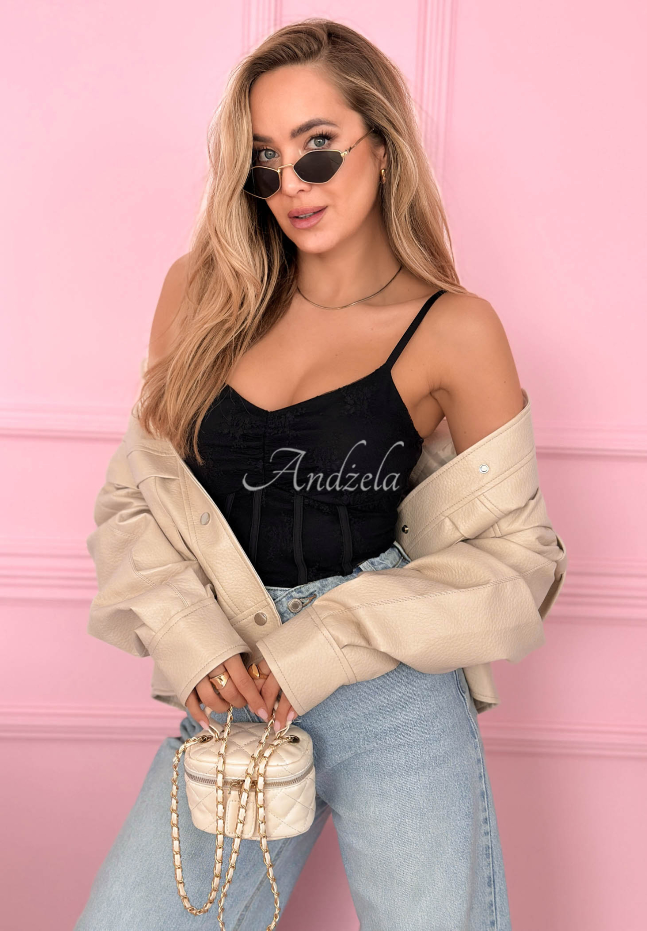 Korsett-Top mit Trägern Hello Beautiful Schwarz