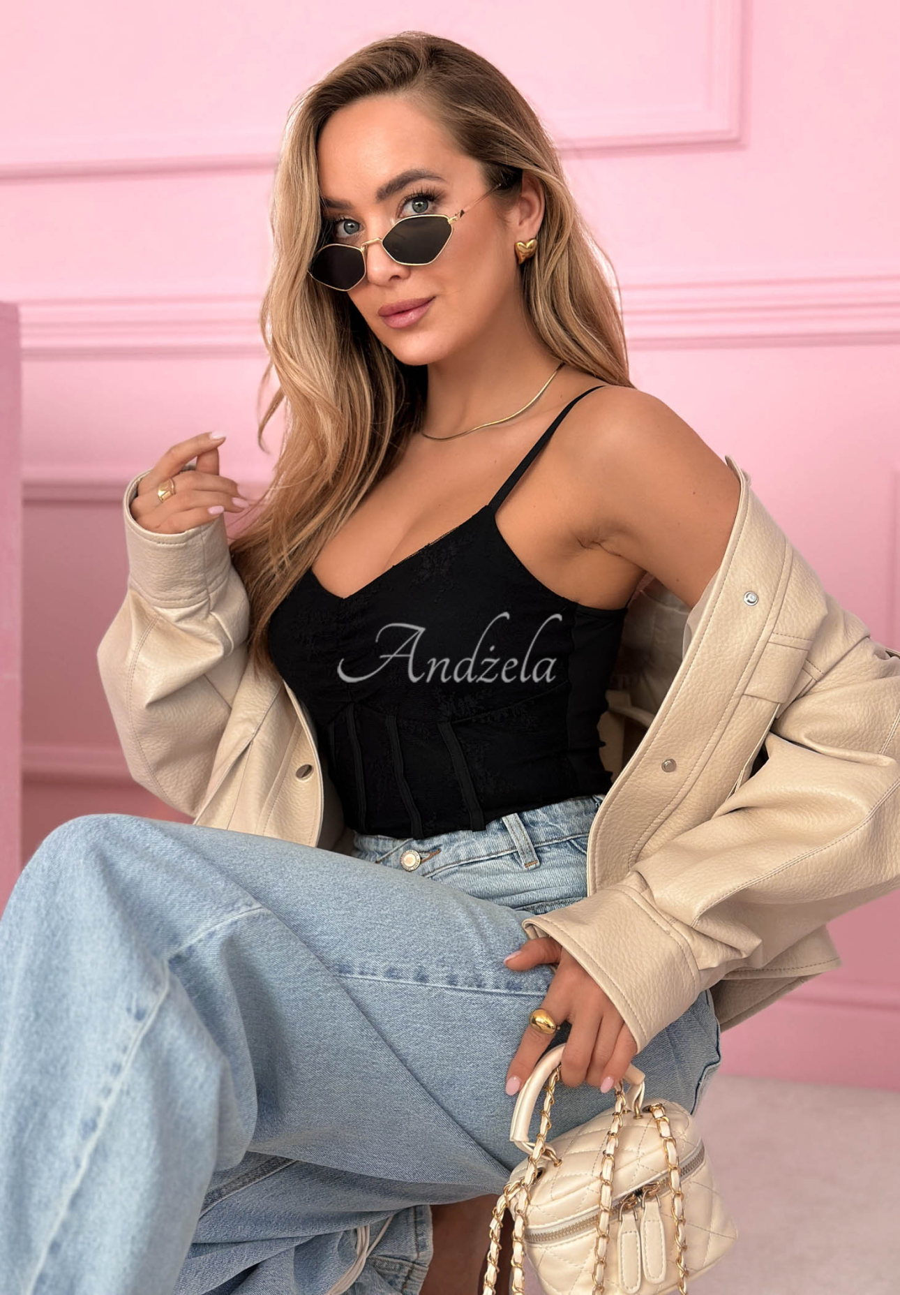 Korsett-Top mit Trägern Hello Beautiful Schwarz