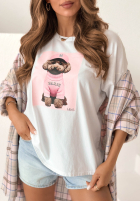 T-Shirt z nadrukiem Puppy biało-Rosa