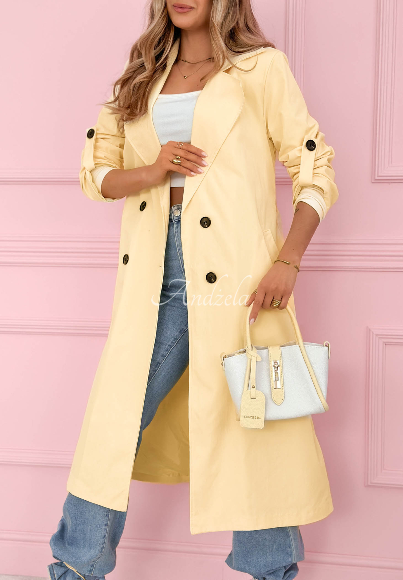 Langer Trenchcoat Miraldi Gelb