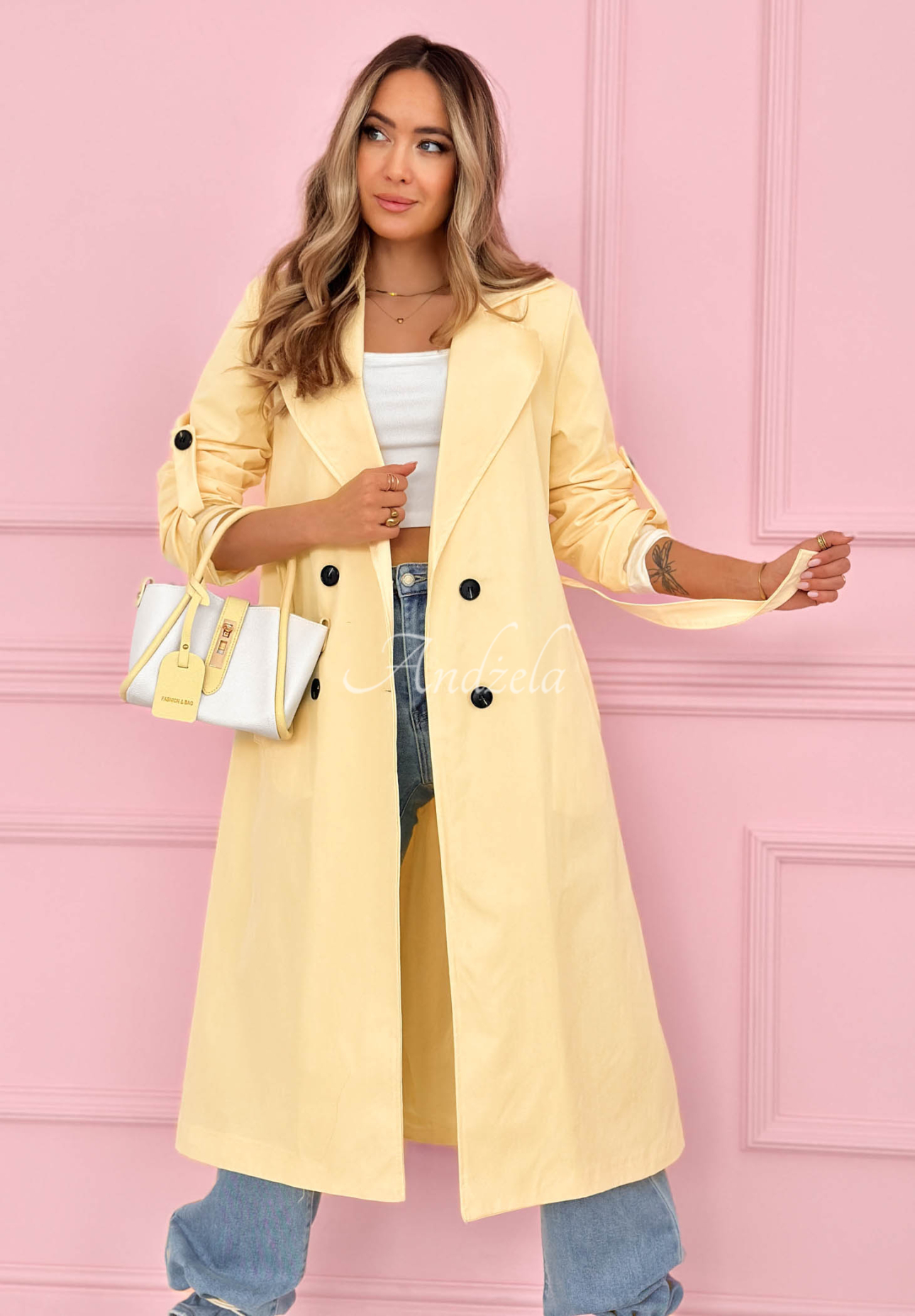 Langer Trenchcoat Miraldi Gelb