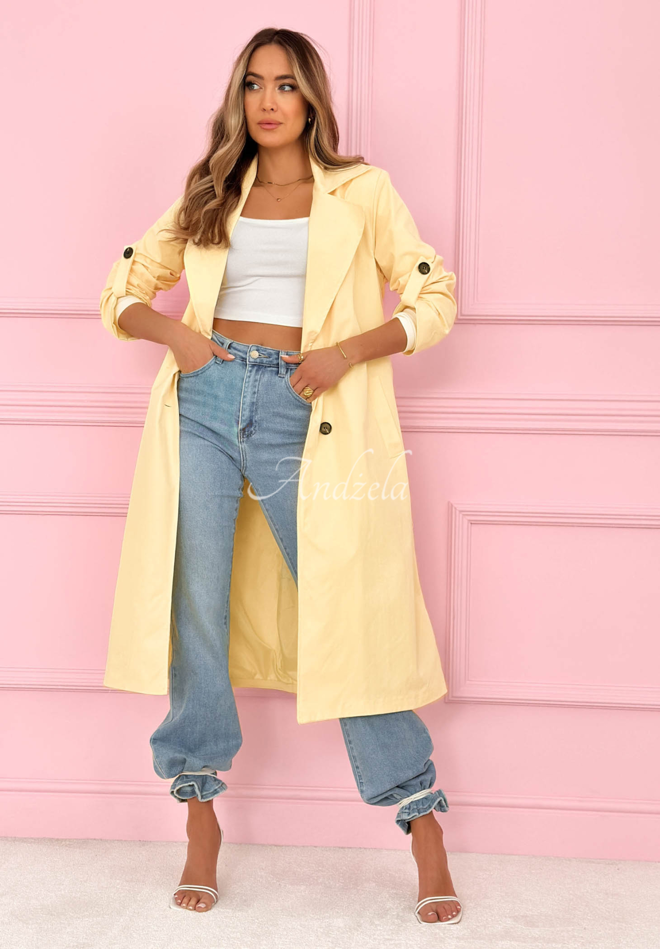 Miraldi Long Yellow Trench Coat