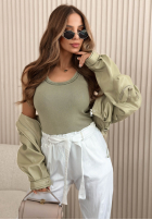 Hose mom fit z wiązanym paskiem Zuri Gelb