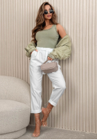 Hose mom fit z wiązanym paskiem Zuri Gelb