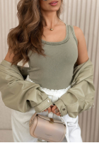 T-Shirt z dekoltem Azurio Mokkafarben