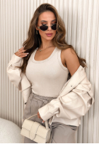 T-Shirt z dekoltem Azurio Mokkafarben