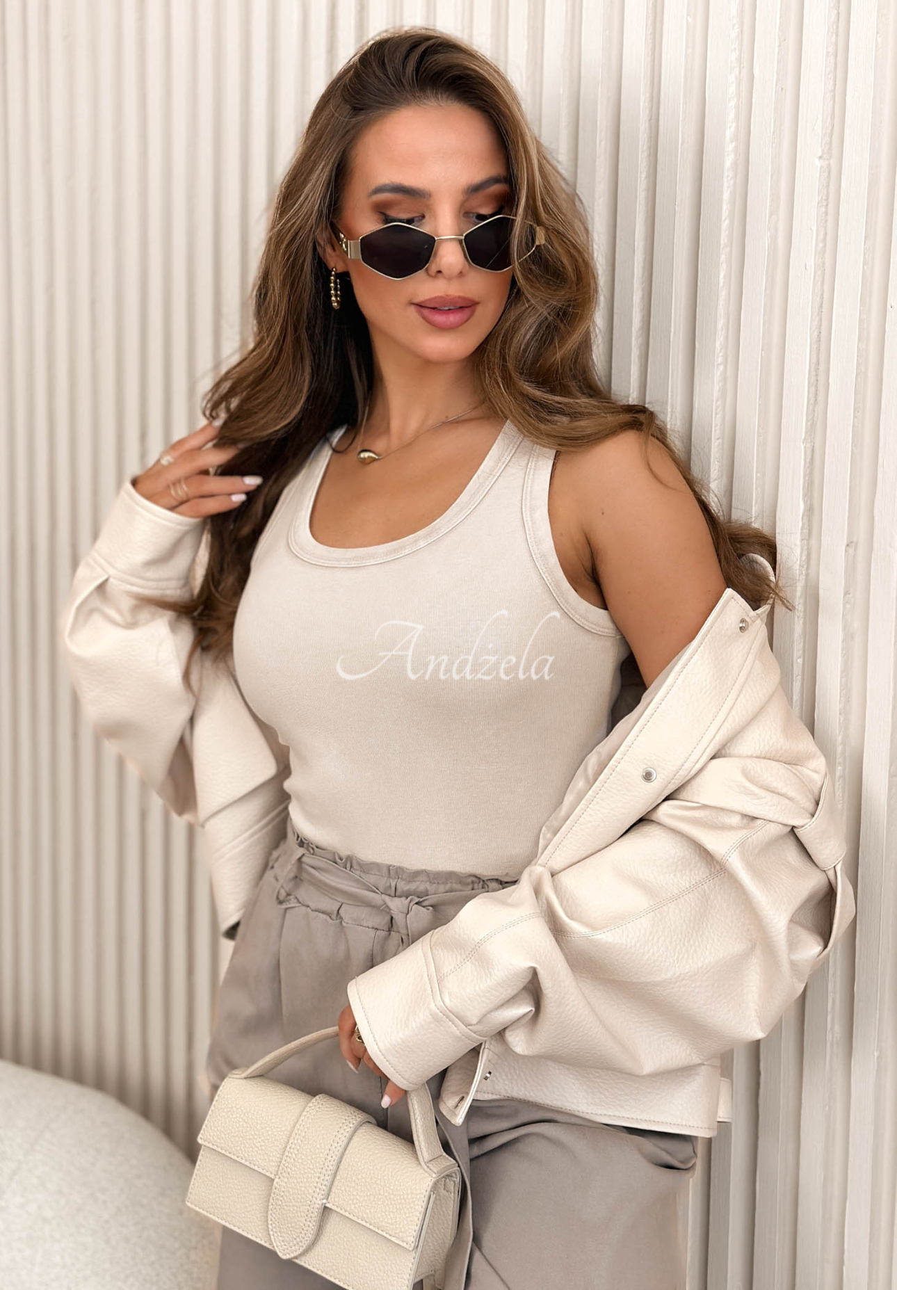 Baumwolltop mit Ausschnitt Sunny Palm Ecru