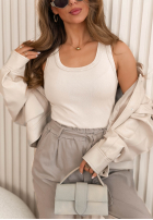 T-Shirt z dekoltem Azurio Mokkafarben