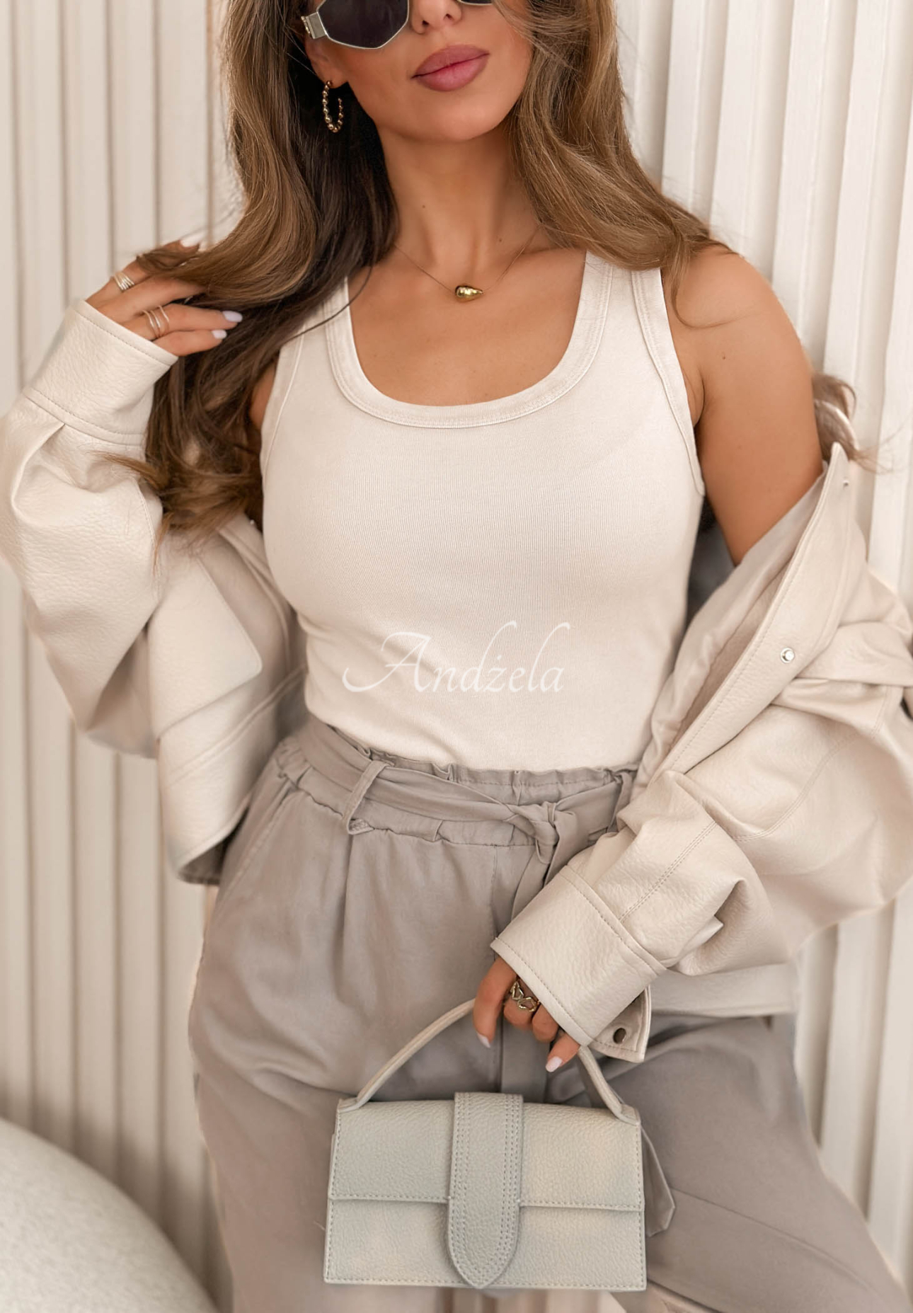 Baumwolltop mit Ausschnitt Sunny Palm Ecru