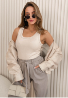 T-Shirt z dekoltem Azurio Mokkafarben