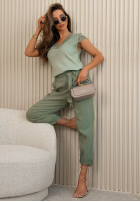 Hose mom fit z wiązanym paskiem Zuri Gelb