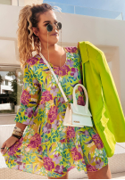 Kwiecista Kleid z falbankami Flower Season Gelb