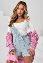 Krótkie Jeans ogrodniczki w truskawki Sweet Berry Weiß