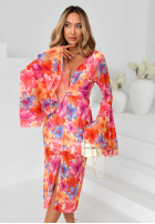 Kwiecista Kleid z szerokimi rękawami Dreamy Bloom pomarańczowo-Violett
