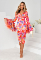 Kwiecista Kleid z szerokimi rękawami Dreamy Bloom pomarańczowo-Violett