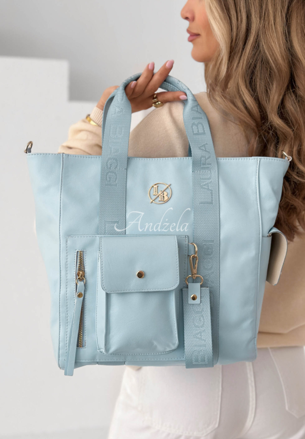 Lederhandtasche Georgina Himmelblau