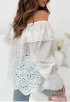 Ażurowa Bluse Kleid im spanischen Stil Summer Seaside Beige