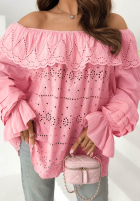 Ażurowa Bluse Kleid im spanischen Stil boho Pretty Sunshine Beige