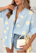 Hemd z kwiatowymi naszywkami Cute Daisy Beige
