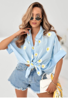 Hemd z kwiatowymi naszywkami Cute Daisy Beige