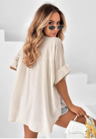 Hemd z kwiatowymi naszywkami Cute Daisy Beige