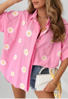 Hemd z kwiatowymi naszywkami Cute Daisy Beige