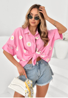 Hemd z kwiatowymi naszywkami Cute Daisy Beige