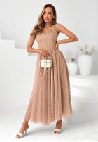 Tiulowa Kleid midi w Punkte Blush Dream Puderrosa