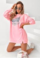 Baumwoll-Sweatkleid mit Aufdruck Queen Of Prosecco Rosa II