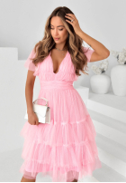Tiulowa Kleid midi z falbankami Pretty Princess Rosa