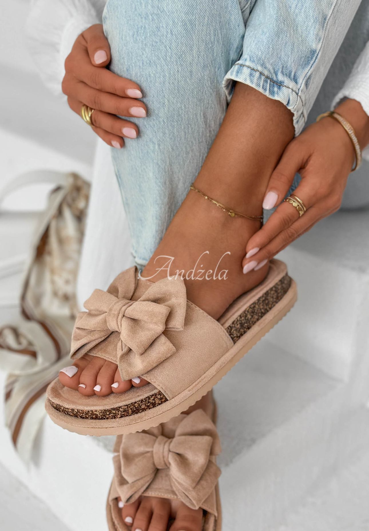 Flip-Flops mit Schleife Ismeralda Beige
