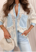 Koronkowa Hemd z jeansowymi akcentami Solissa Ecru