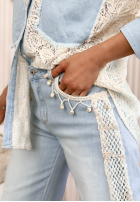 Hose Jeans mom fit z koronką Helio Hellblau