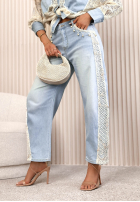 Hose Jeans mom fit z koronką Helio Hellblau