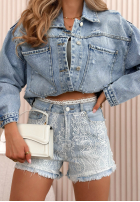Jeans Shorts z koronką Carlitta Hellblau