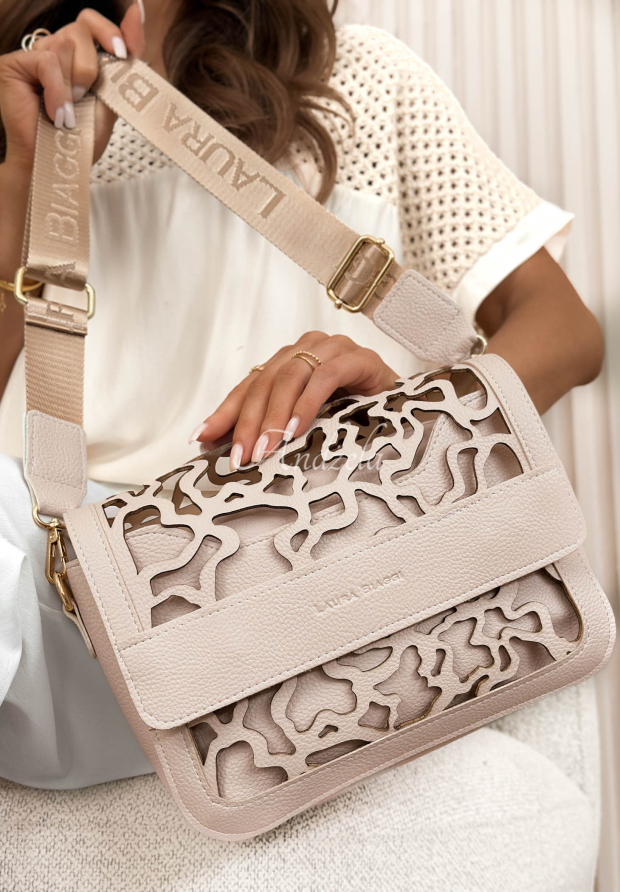 Lederhandtasche mit durchbrochenem Muster Rosanna Beige